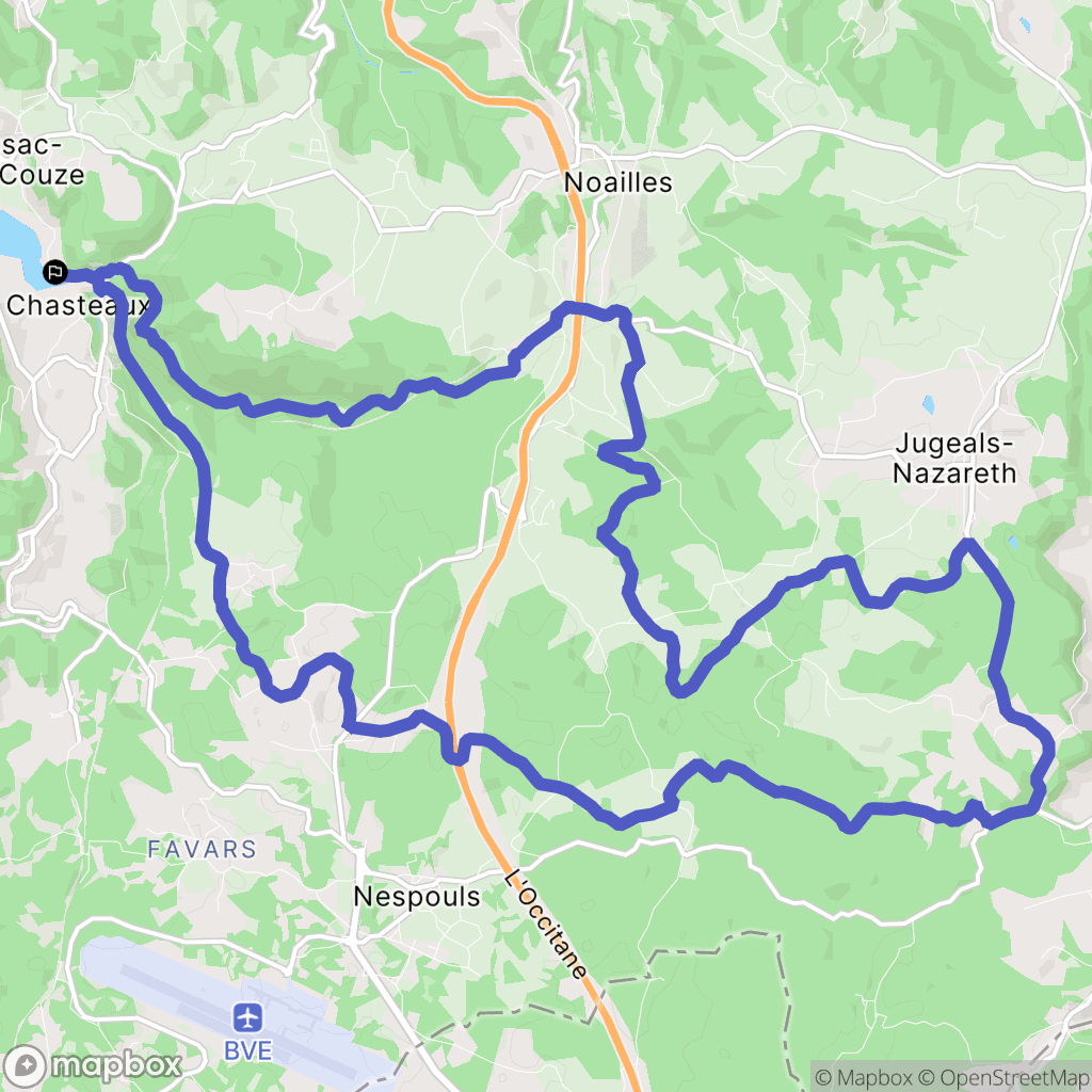Lissac-sur-Couze : carte du parcours de randonnée - France
