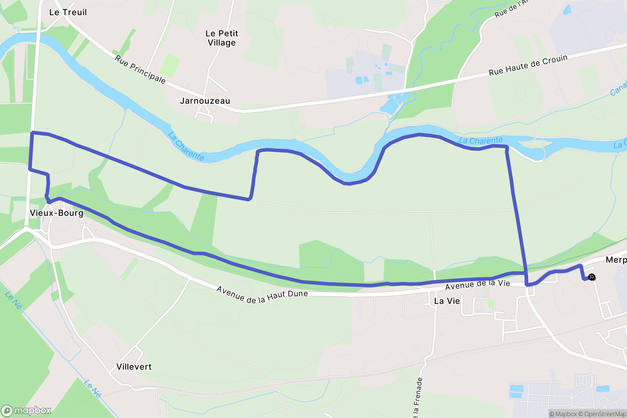 Merpins : carte du parcours de randonnée - France