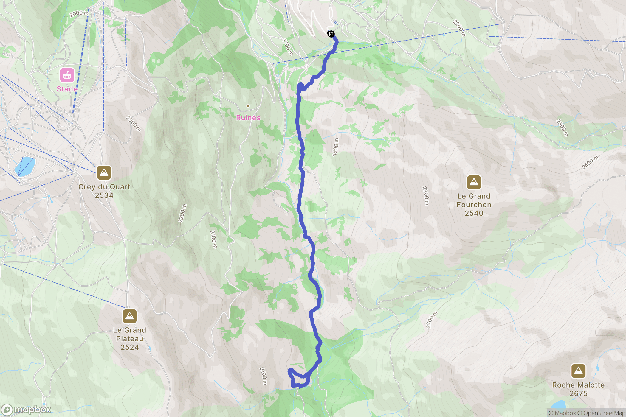 Valmeinier : carte du parcours de randonnée - France