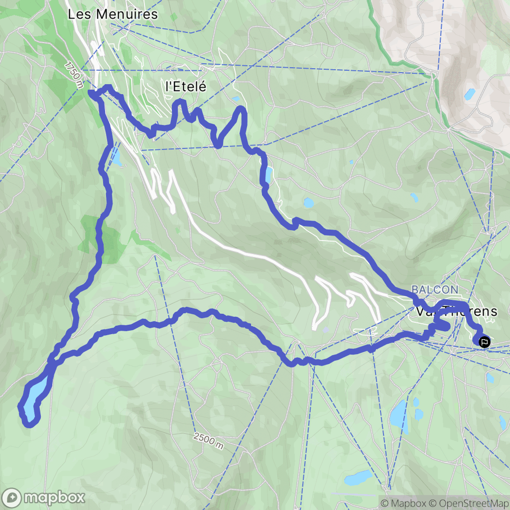 Les Belleville : carte du parcours de randonnée - France