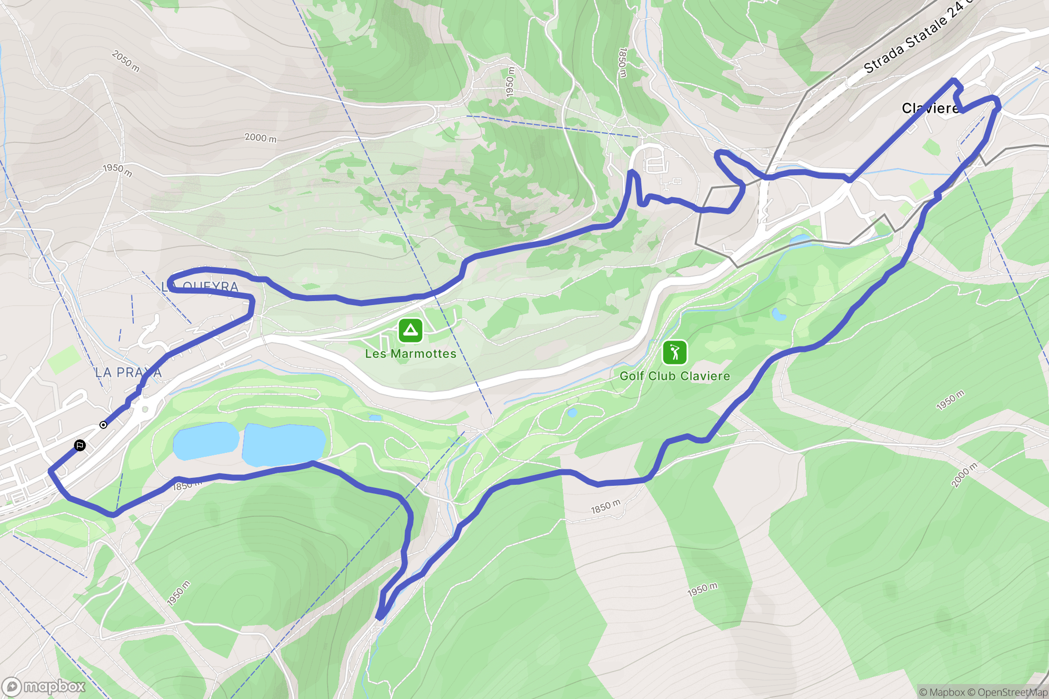 Montgenèvre : carte du parcours de randonnée - France