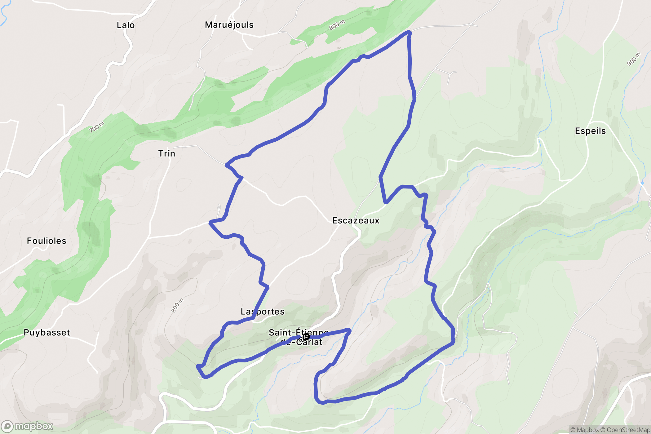 Saint-Étienne-de-Carlat : carte du parcours de randonnée - France