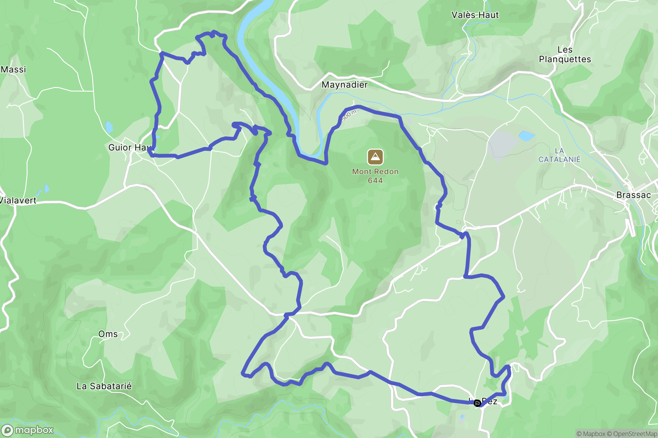 Le Bez : carte du parcours de randonnée - France