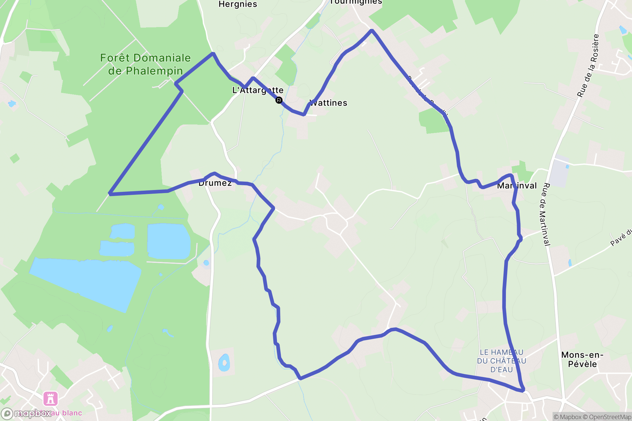 Attiches : carte du parcours de randonnée - France