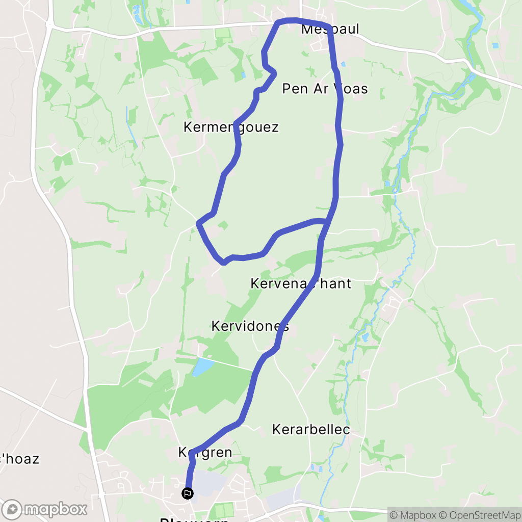 Plouvorn : carte du parcours de randonnée - France