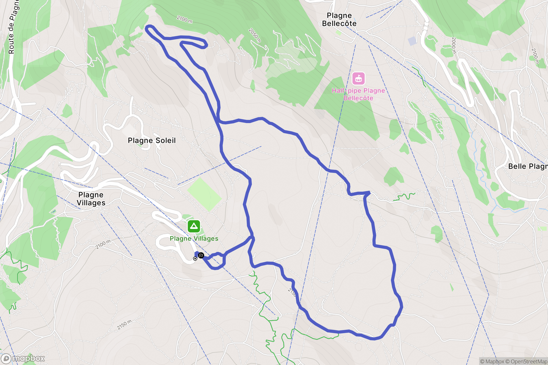 La Plagne Tarentaise : carte du parcours de randonnée - France
