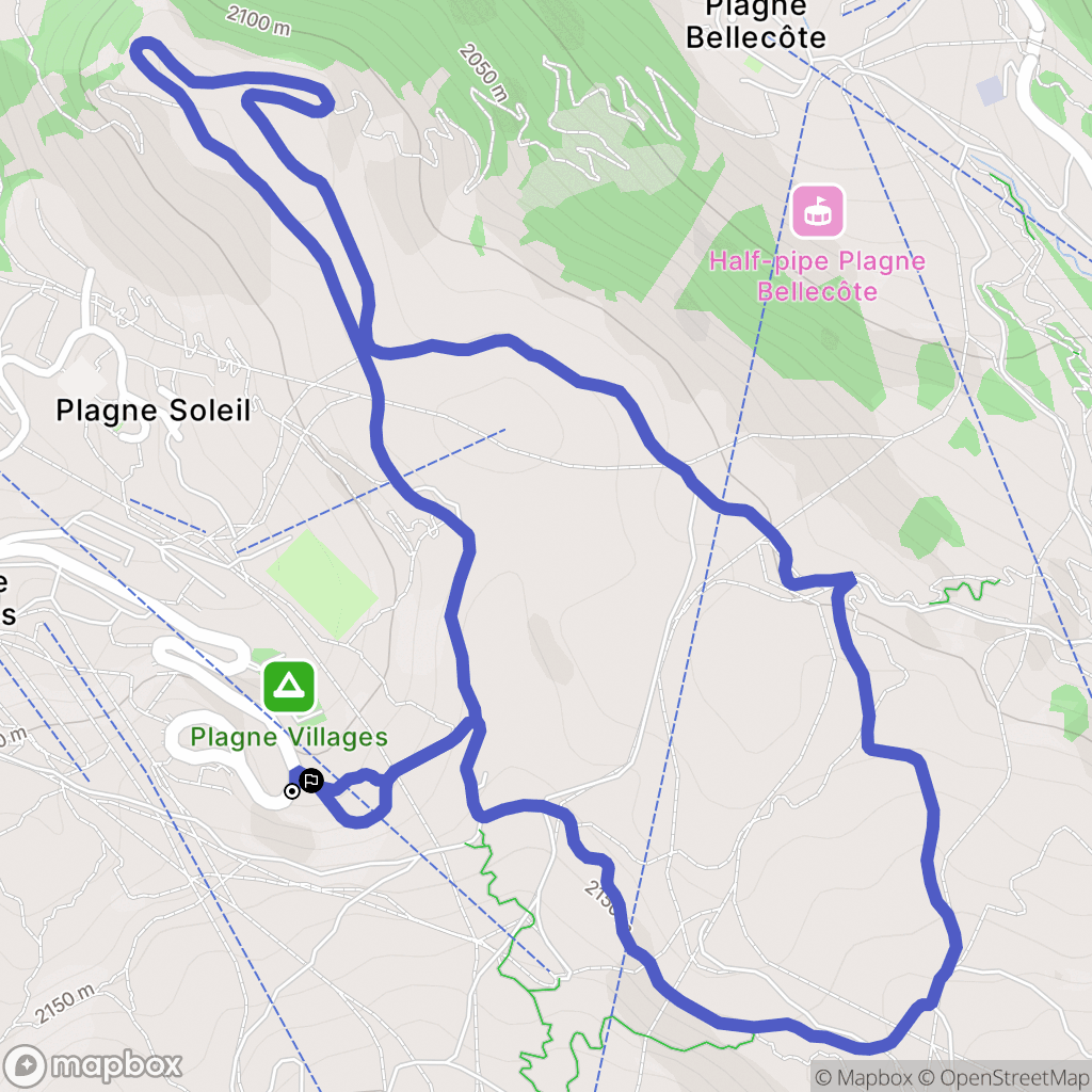 La Plagne Tarentaise : carte du parcours de randonnée - France