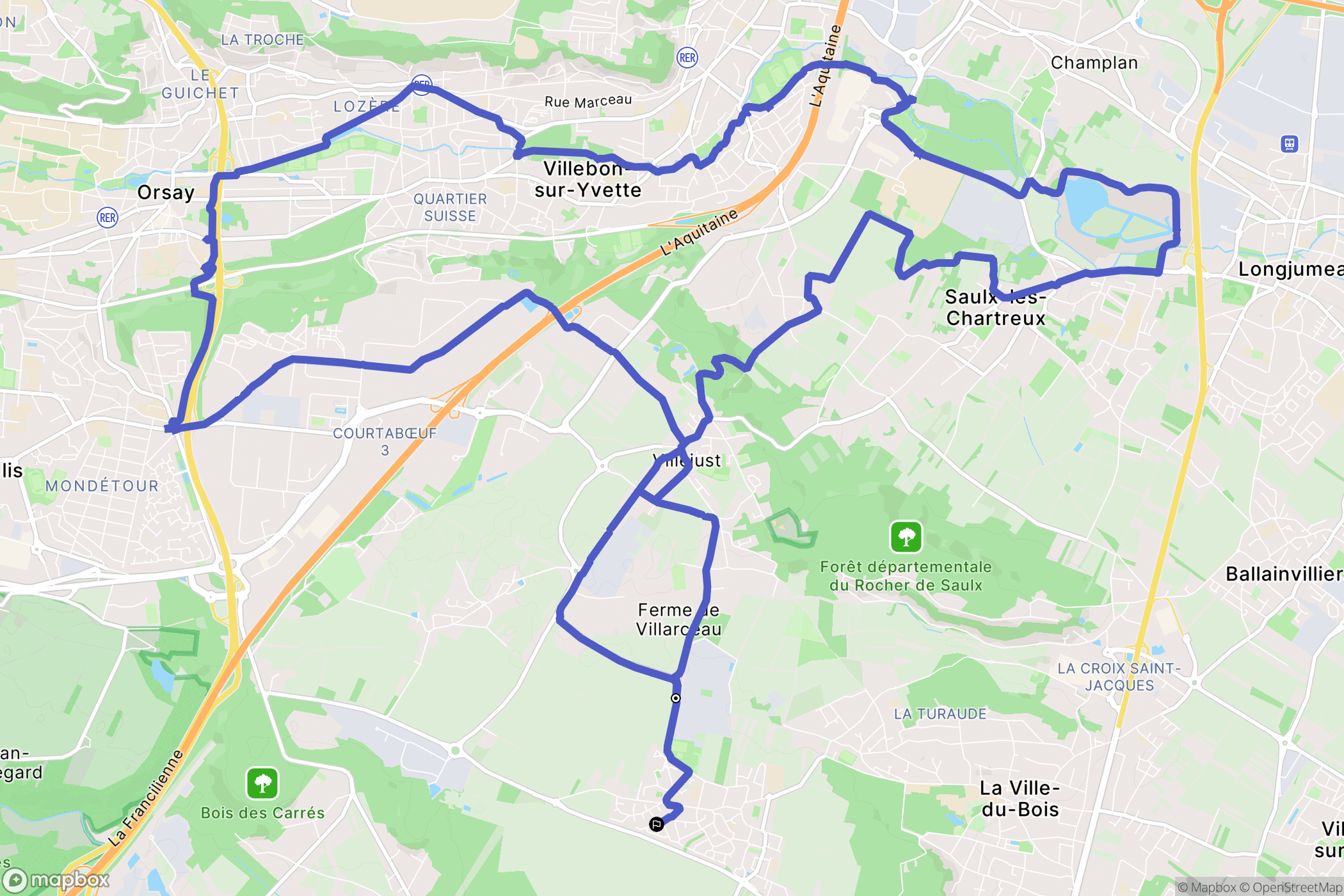 Nozay : carte du parcours de randonnée - France