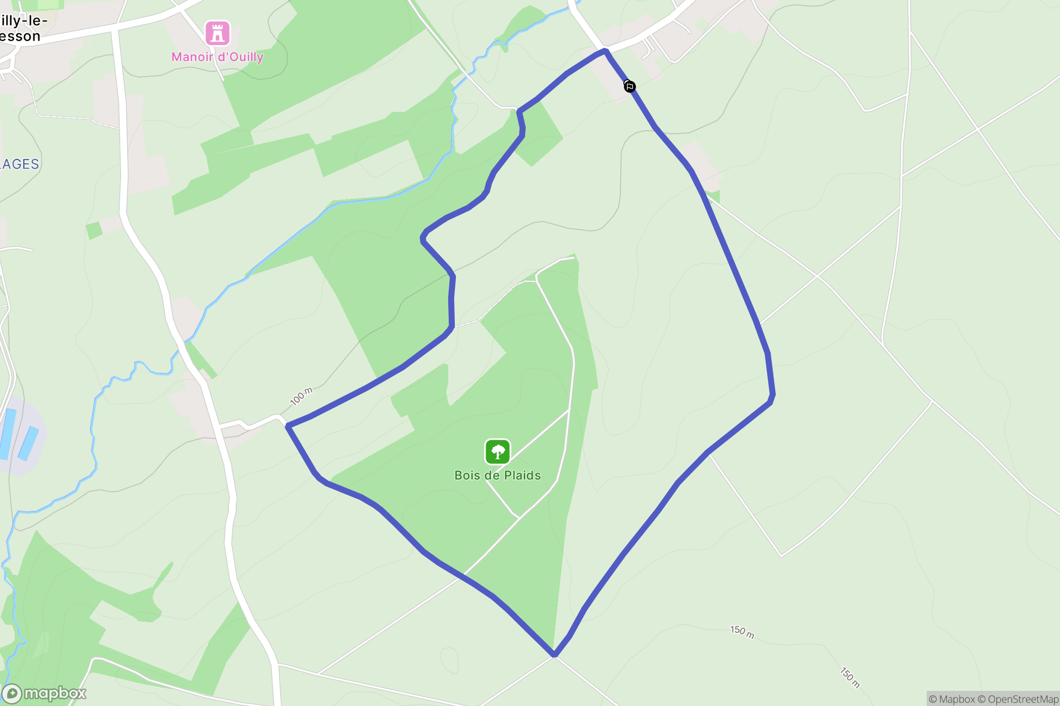 Ouilly-le-Tesson : carte du parcours de randonnée - France