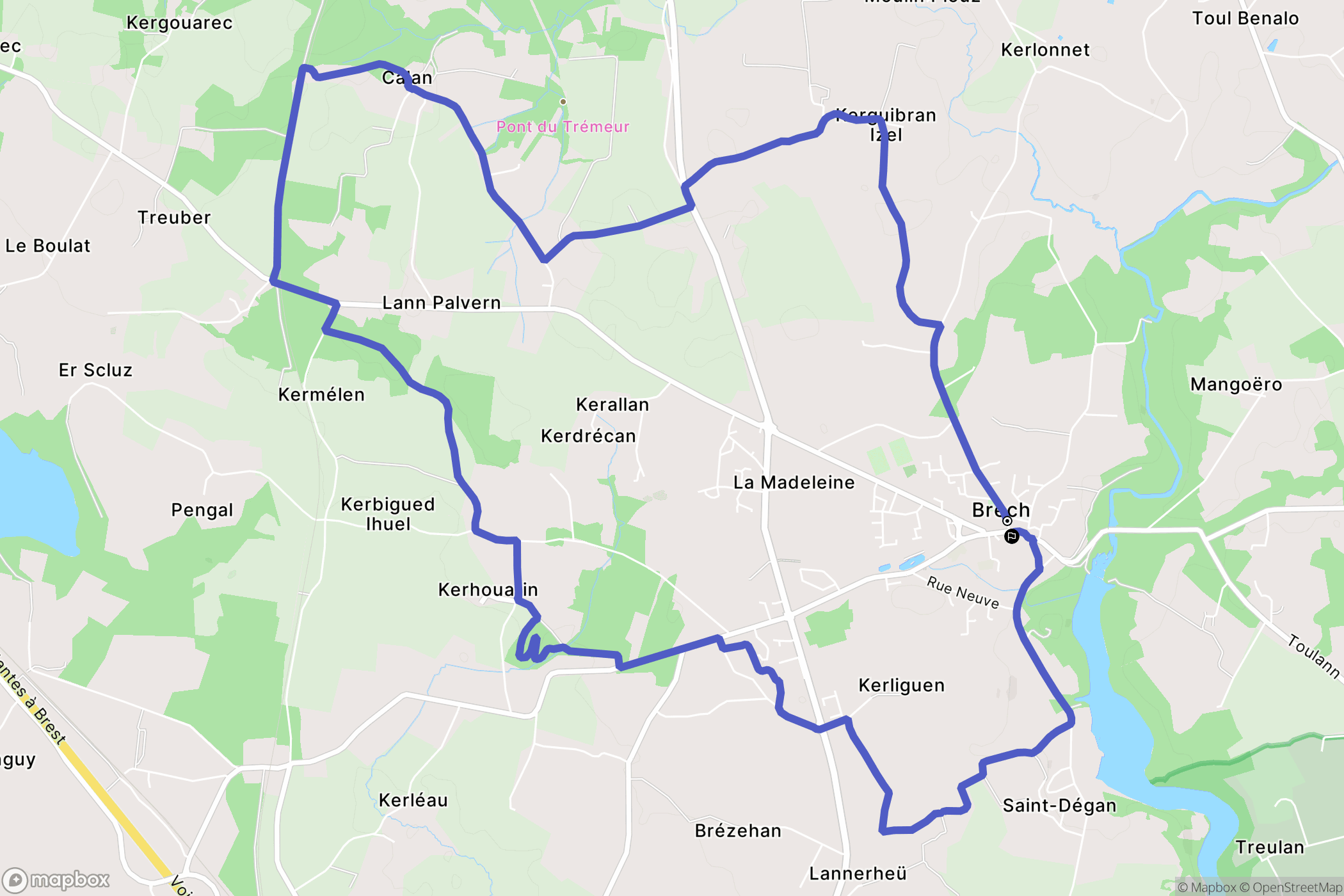 Brech : carte du parcours de randonnée - France