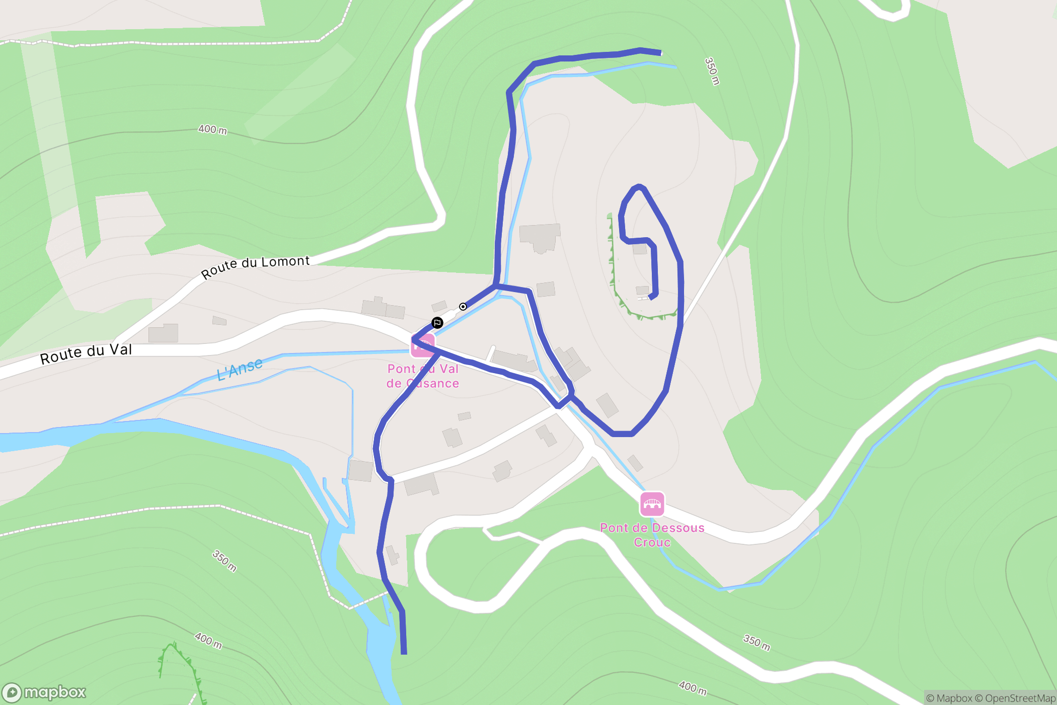 Cusance : carte du parcours de randonnée - France