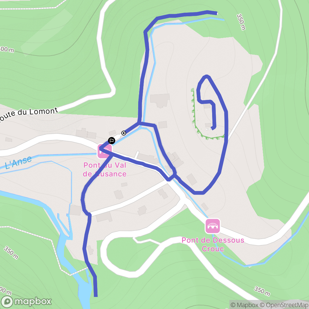 Cusance : carte du parcours de randonnée - France