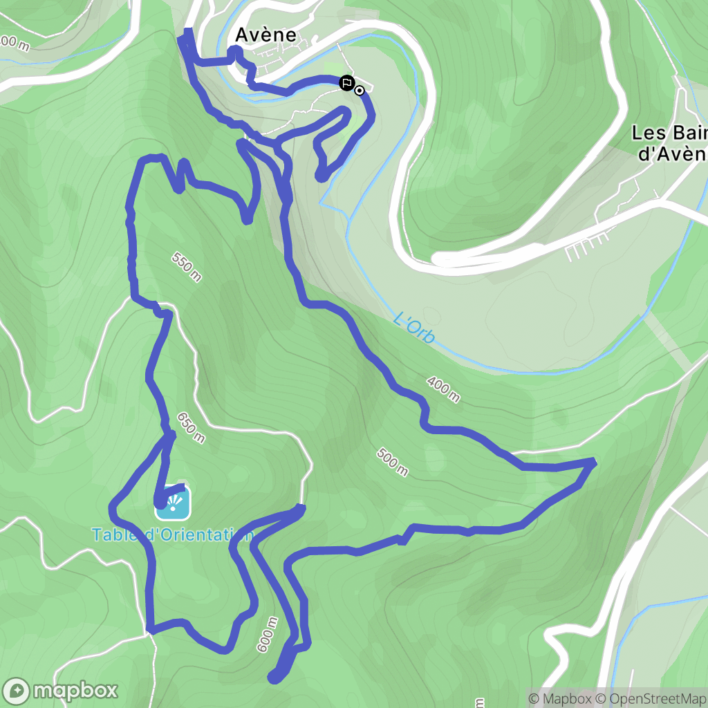 Avène : carte du parcours de randonnée - France