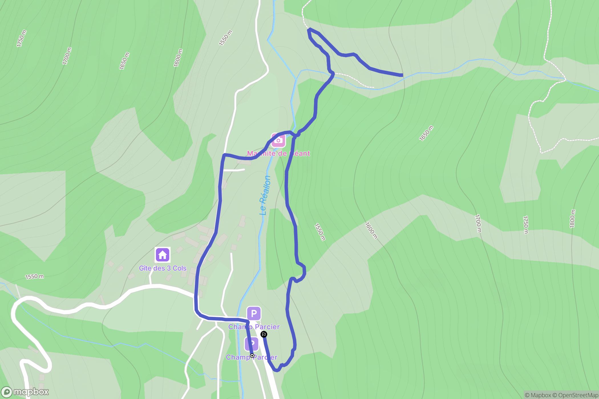 Réallon : carte du parcours de randonnée - France