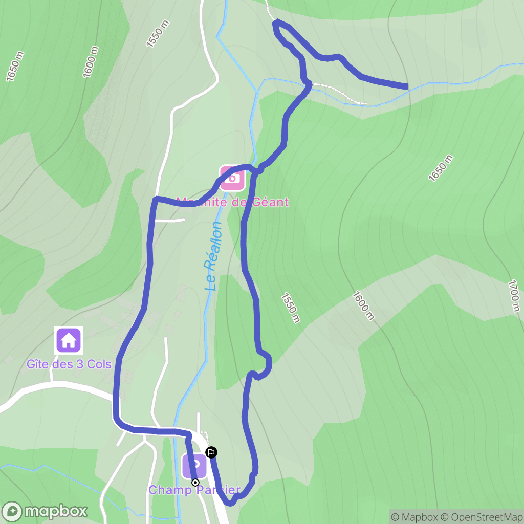 Réallon : carte du parcours de randonnée - France