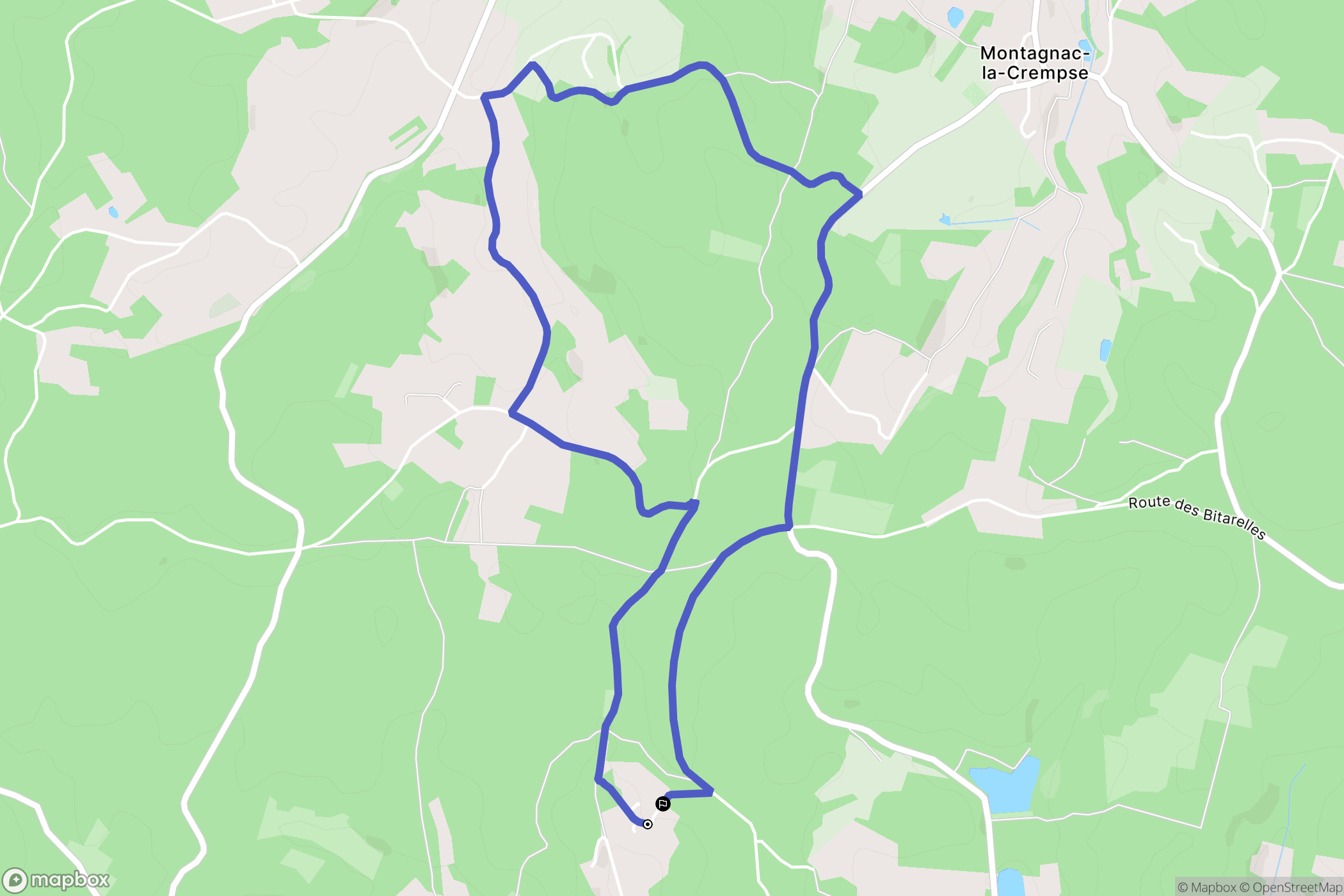 Eyraud-Crempse-Maurens : carte du parcours de randonnée - France