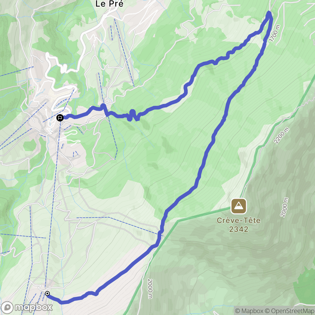 Les Avanchers-Valmorel : carte du parcours de randonnée - France