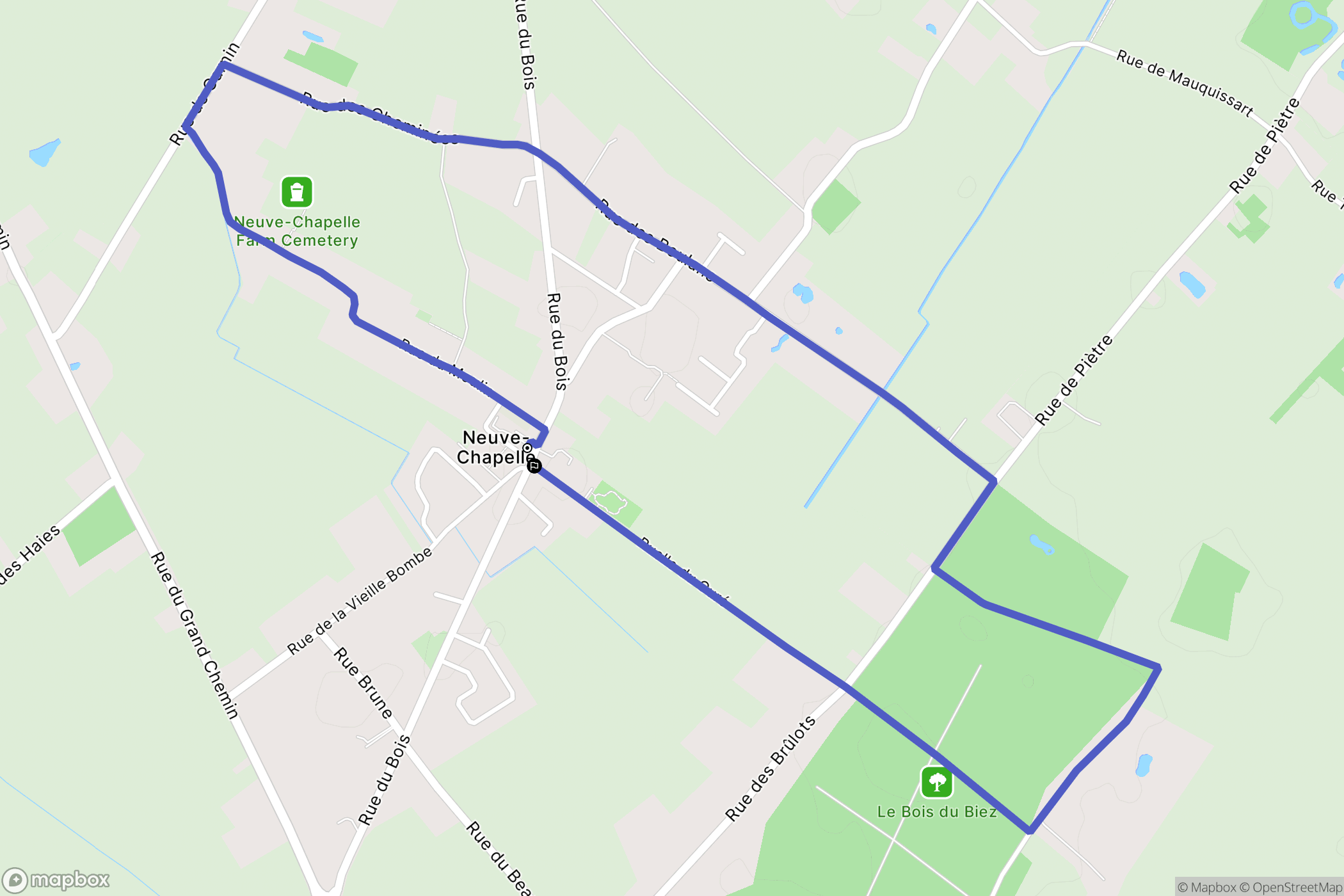 Neuve-Chapelle : carte du parcours de randonnée - France