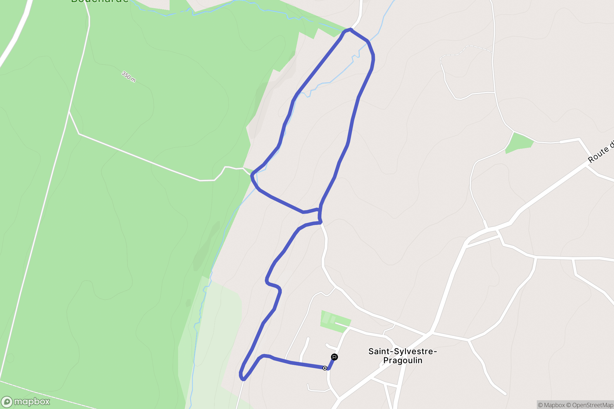 Saint-Sylvestre-Pragoulin : carte du parcours de randonnée - France