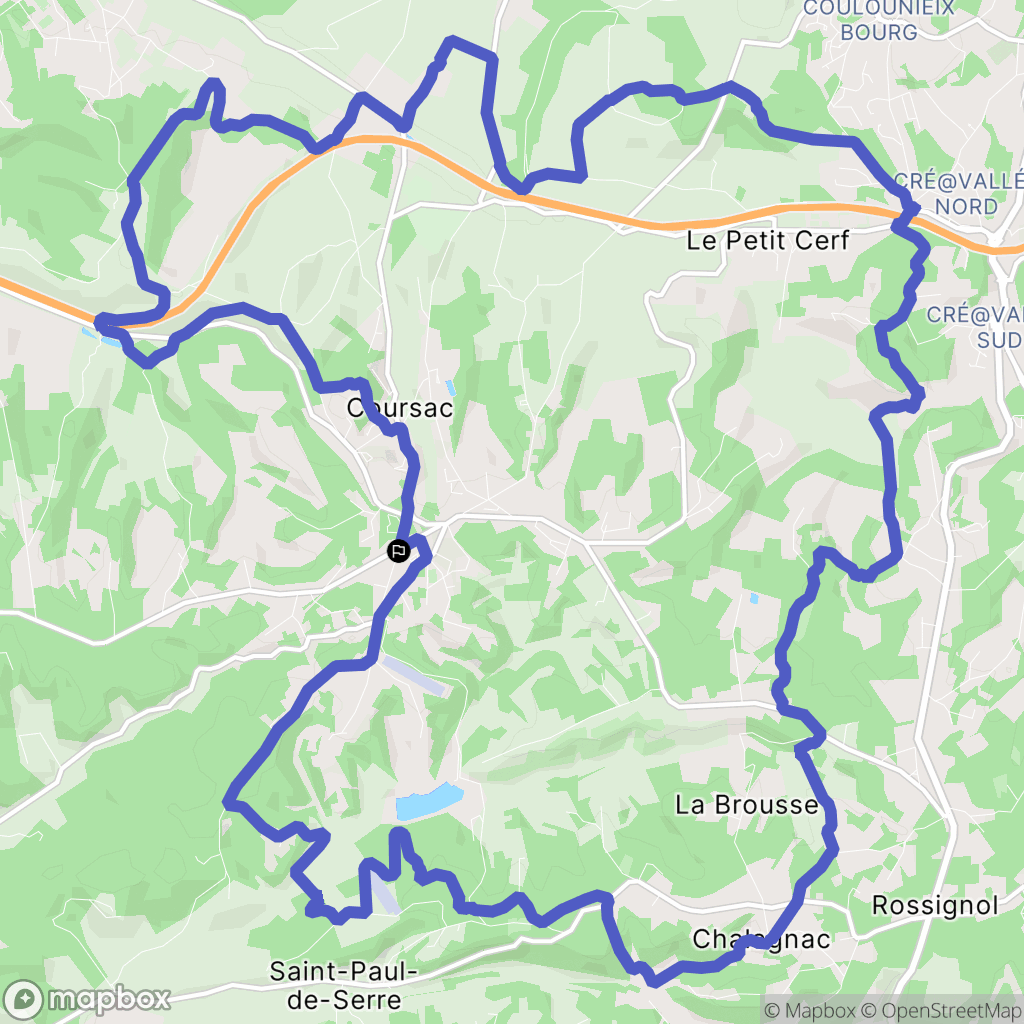 Coursac : carte du parcours de randonnée - France