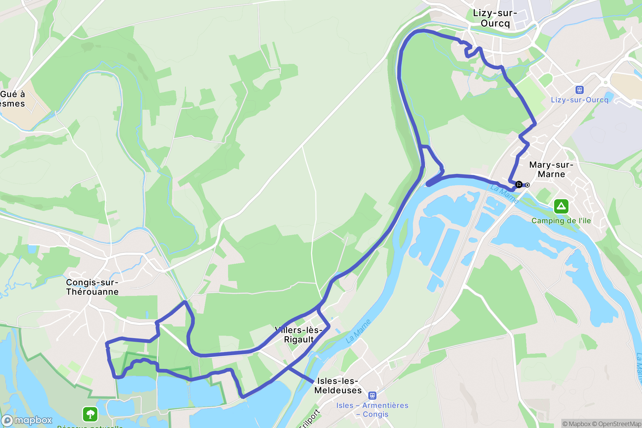 Mary-sur-Marne : carte du parcours de randonnée - France
