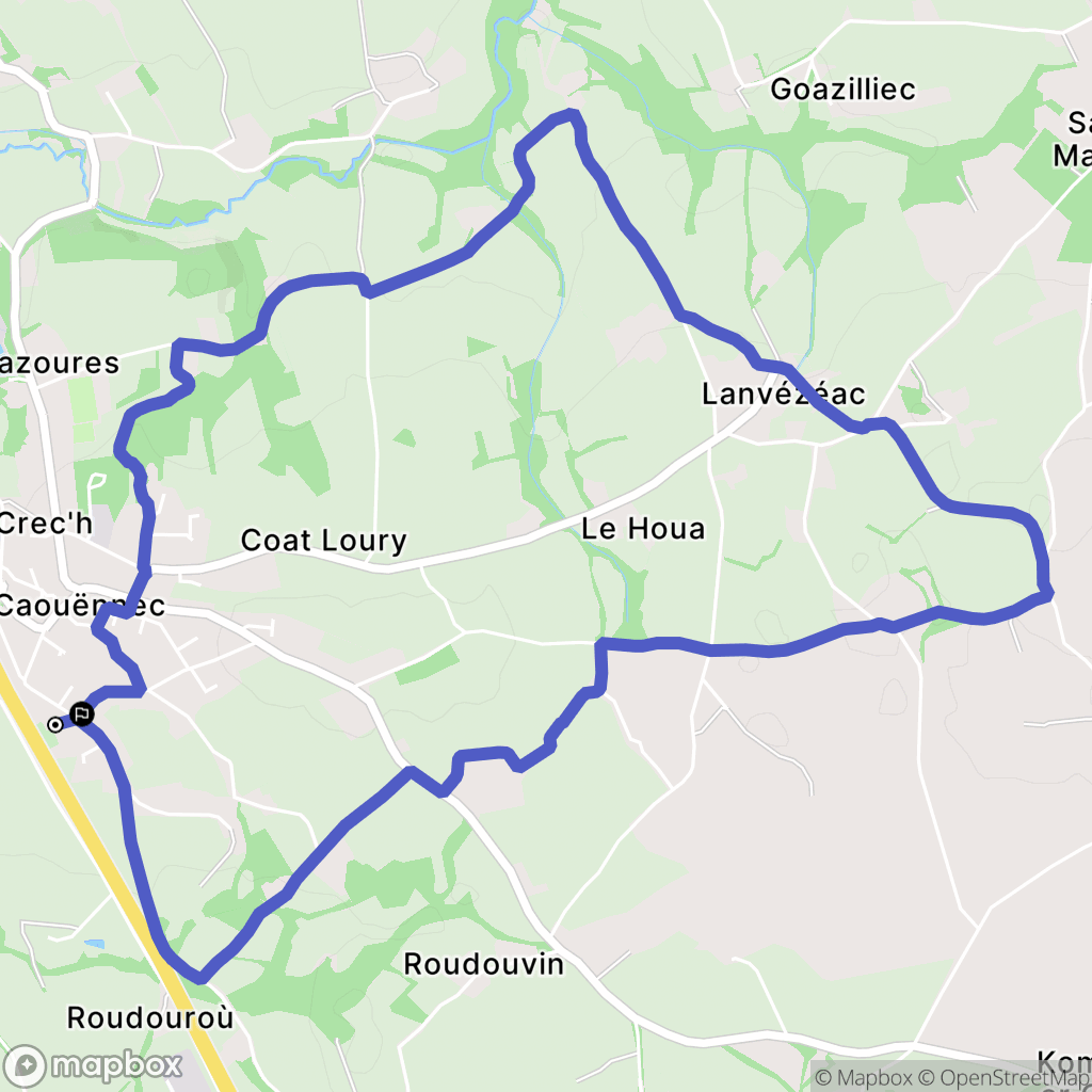 Caouënnec-Lanvézéac : carte du parcours de randonnée - France