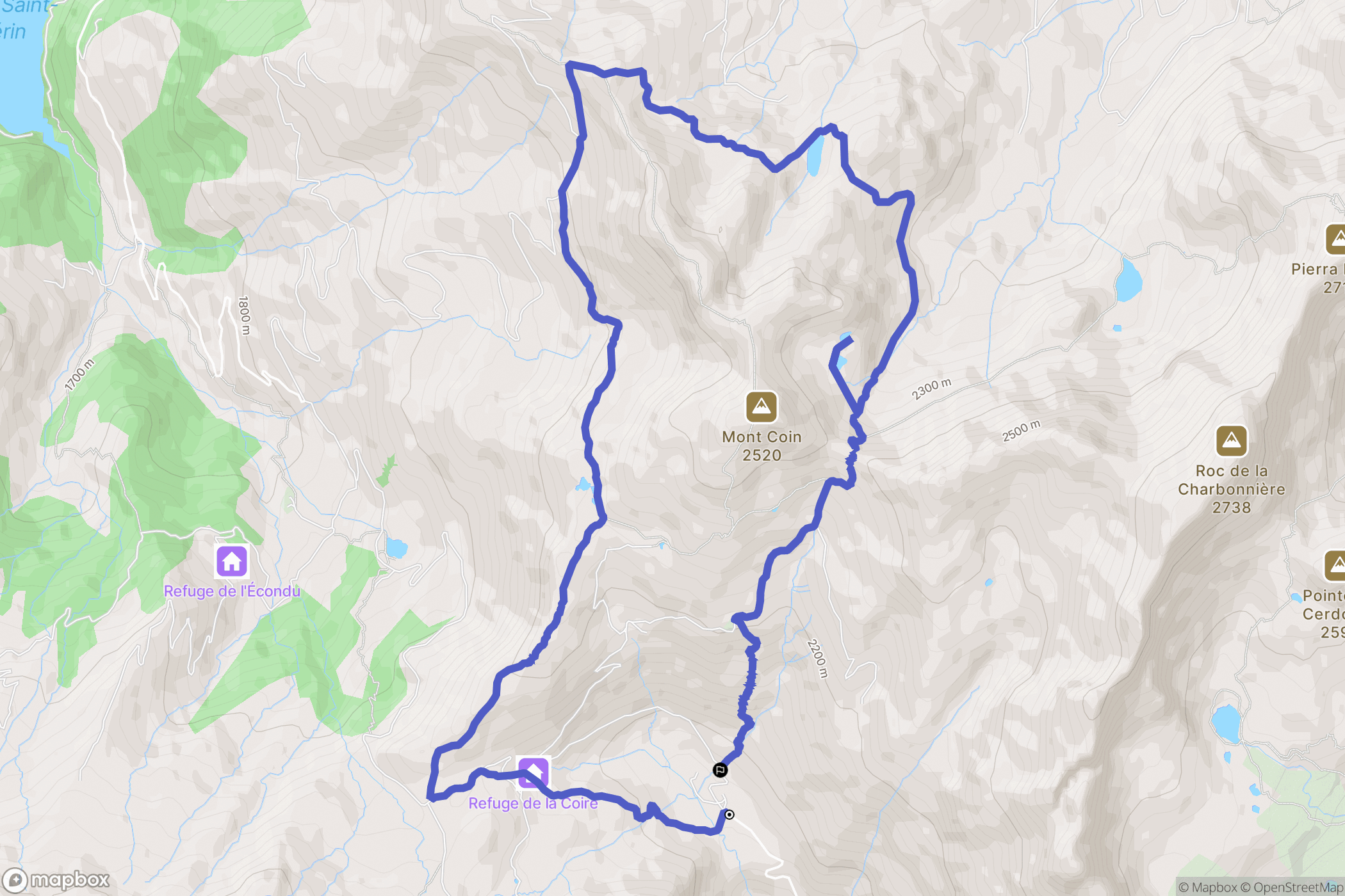 Aime-la-Plagne : carte du parcours de randonnée - France