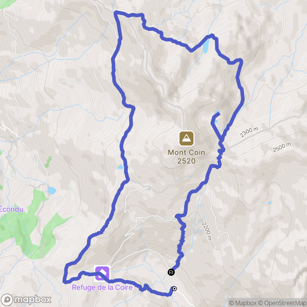 Aime-la-Plagne : carte du parcours de randonnée - France