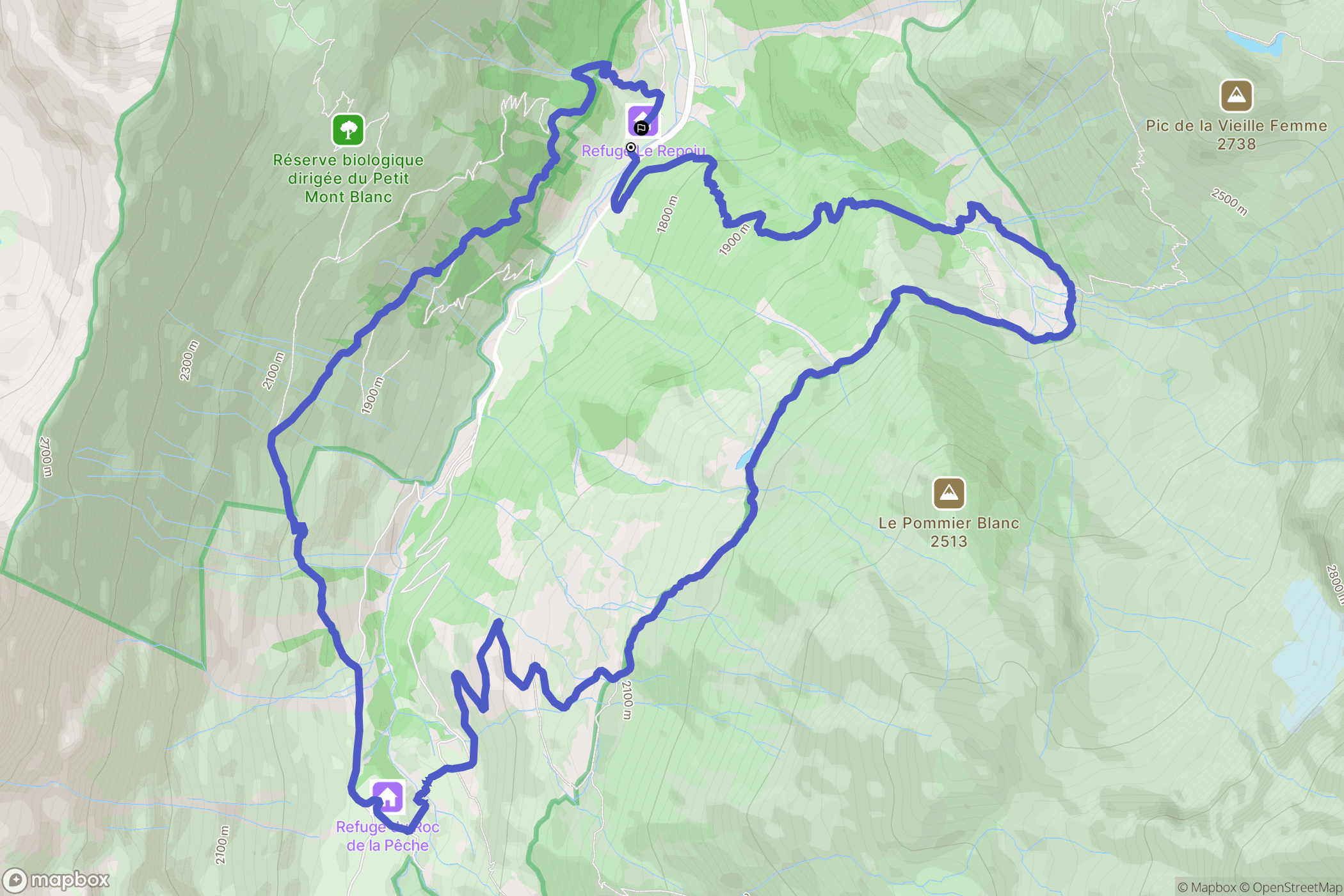 Pralognan-la-Vanoise : carte du parcours de randonnée - France