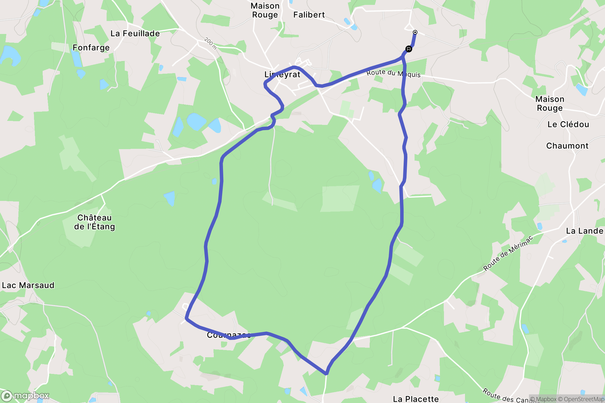 Limeyrat : carte du parcours de randonnée - France