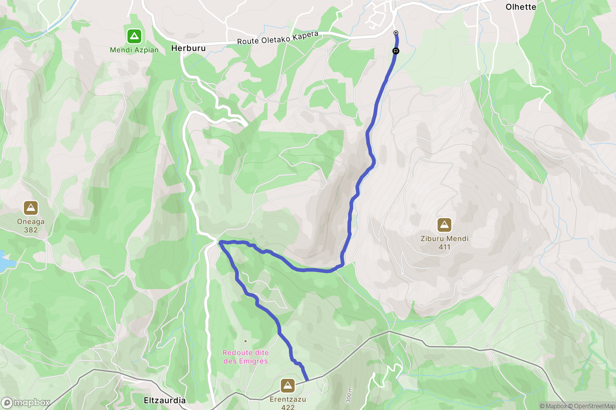 Urrugne : carte du parcours de randonnée - France