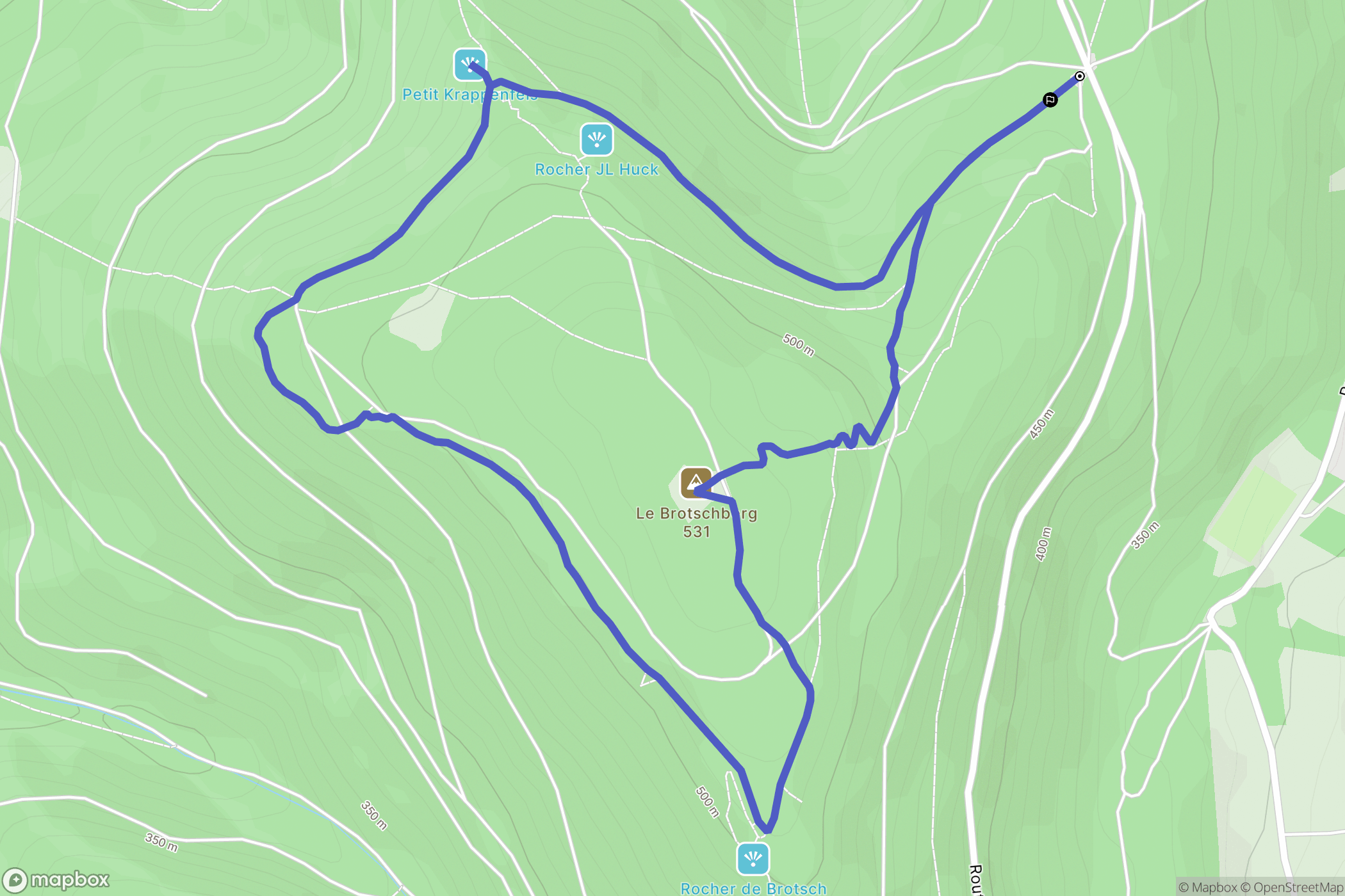 Haegen : carte du parcours de randonnée - France