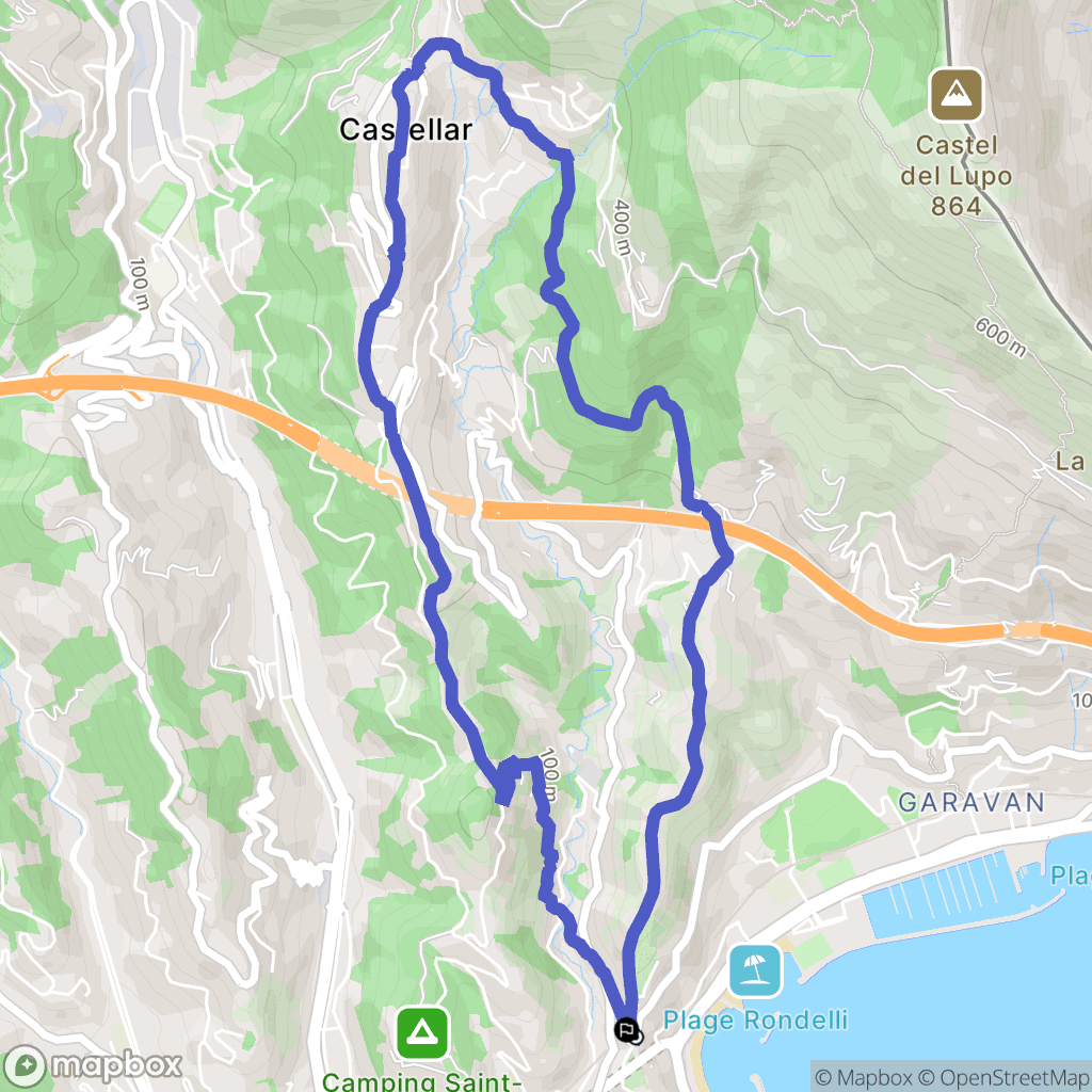 Menton : carte du parcours de randonnée - France