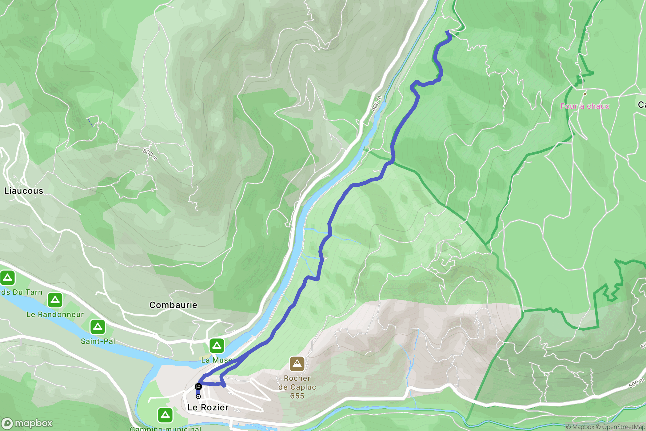 Le Rozier : carte du parcours de randonnée - France