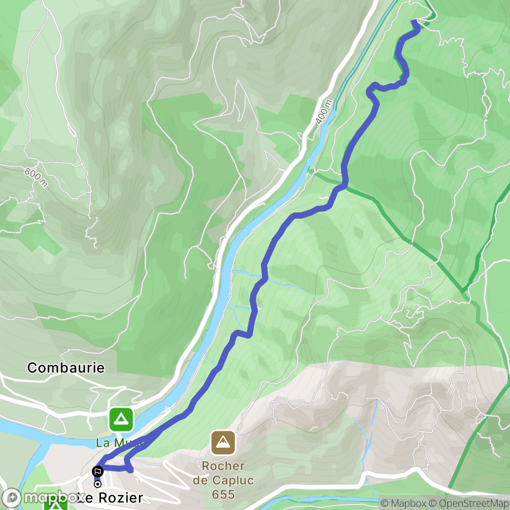 Le Rozier : carte du parcours de randonnée - France