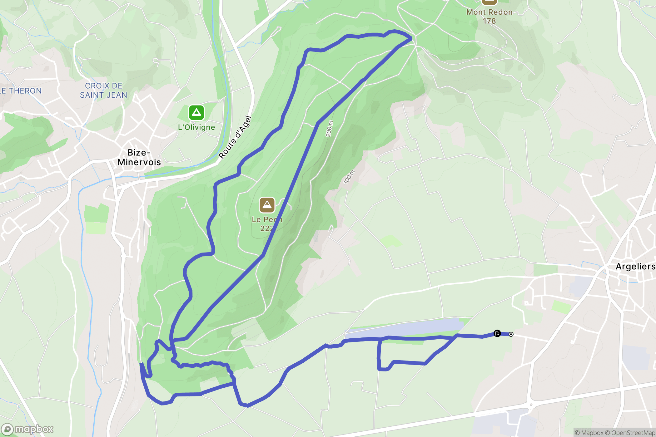 Argeliers : carte du parcours de randonnée - France