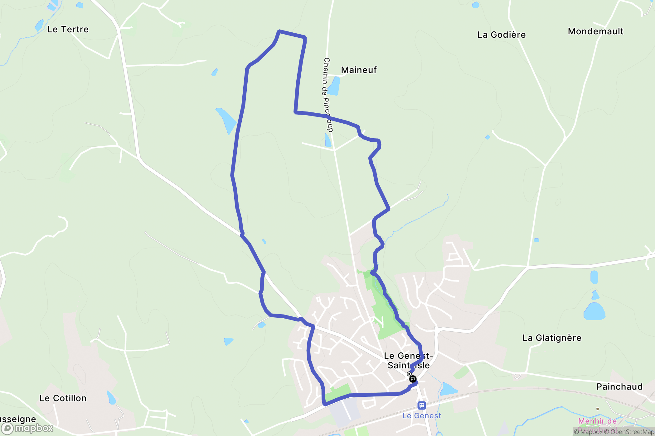 Le Genest-Saint-Isle : carte du parcours de randonnée - France