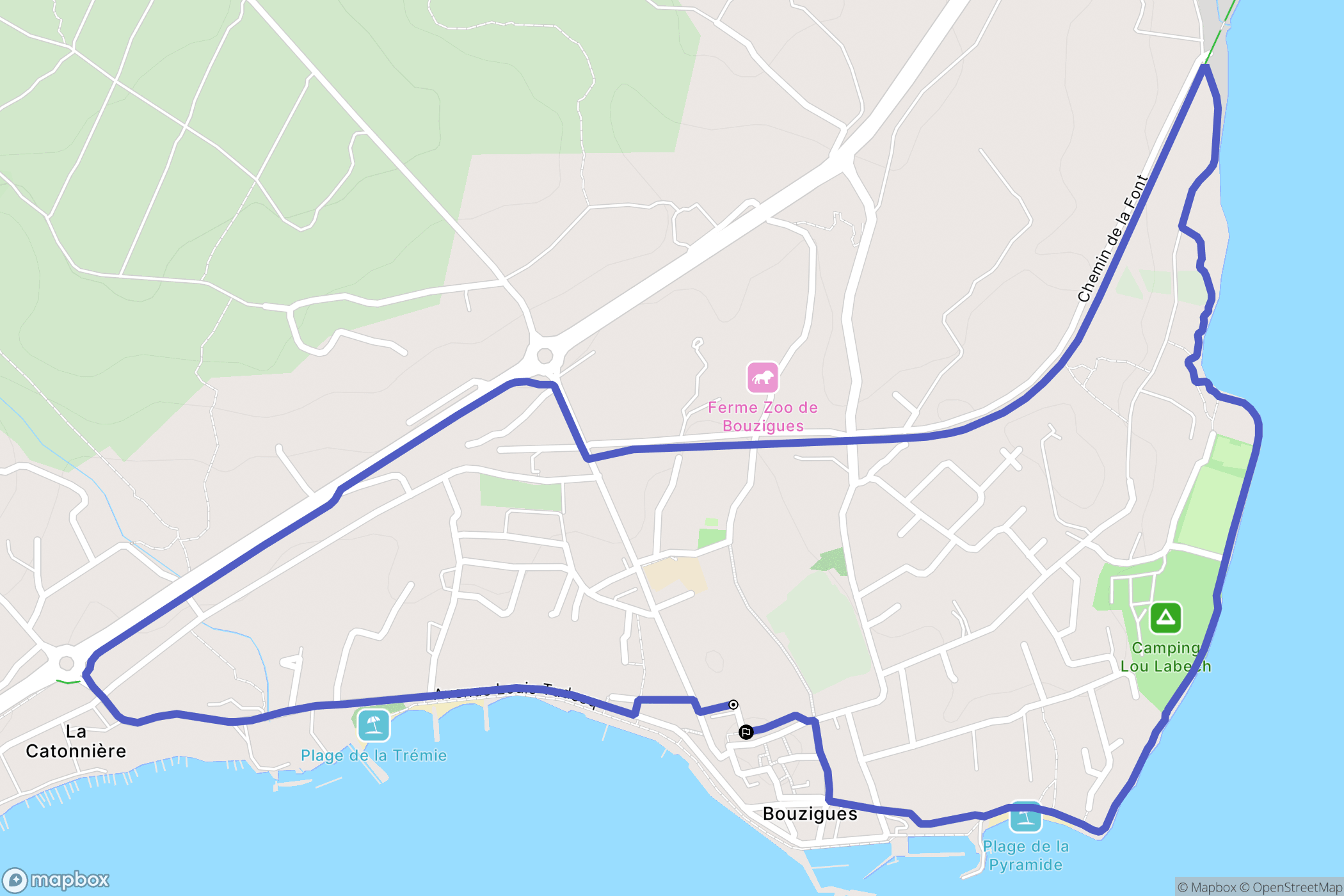 Bouzigues : carte du parcours de randonnée - France