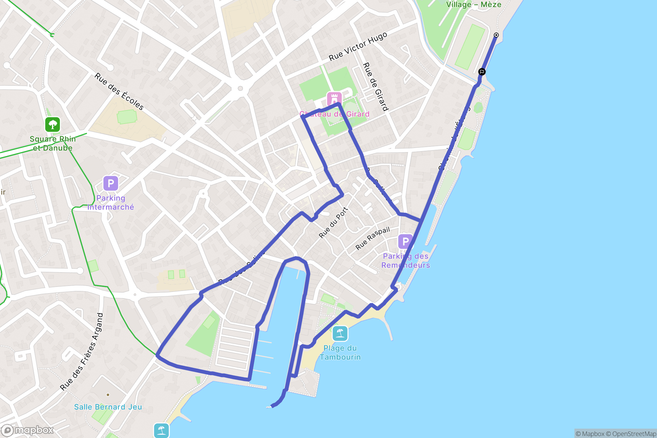 Mèze : carte du parcours de randonnée - France