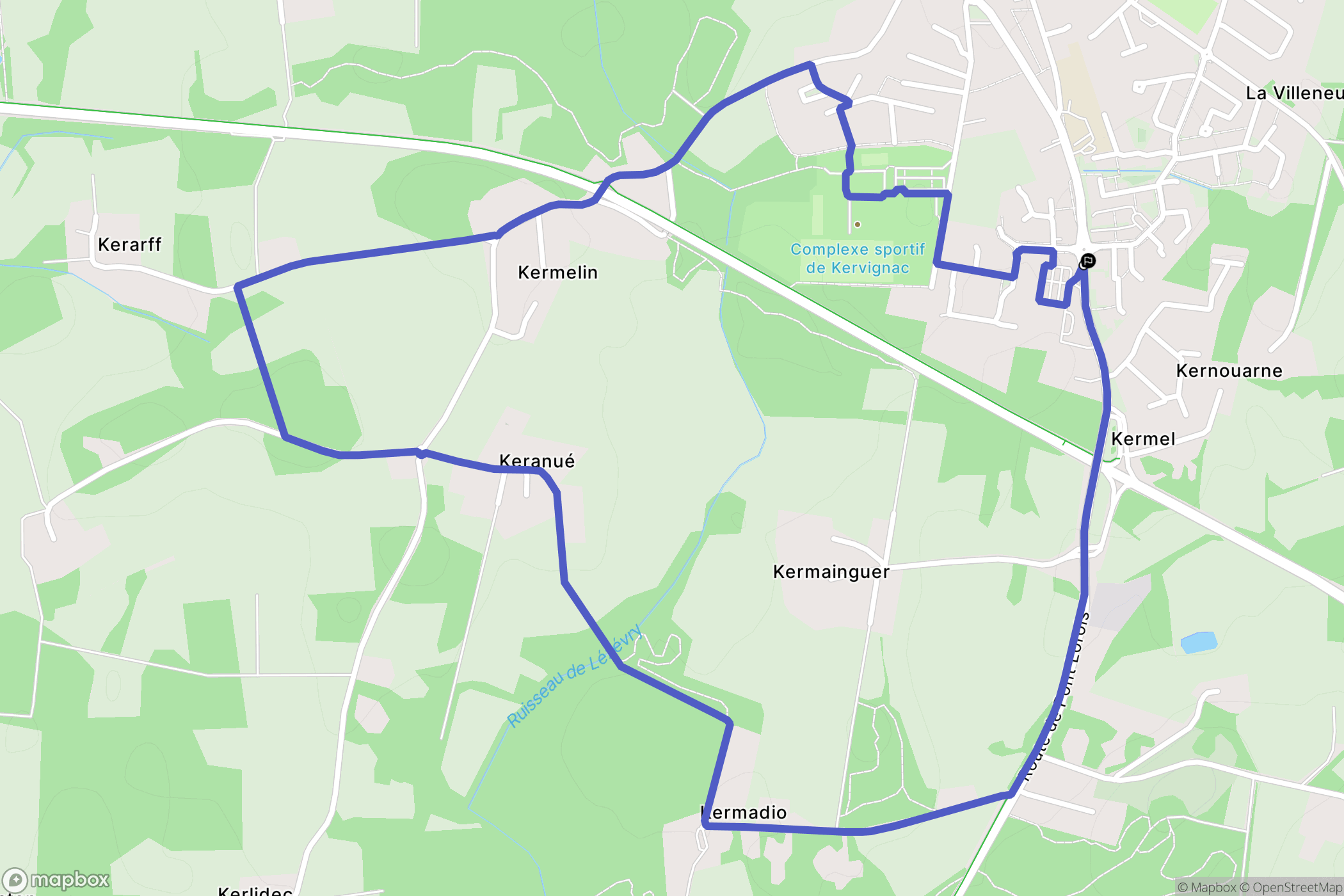Kervignac : carte du parcours de randonnée - France