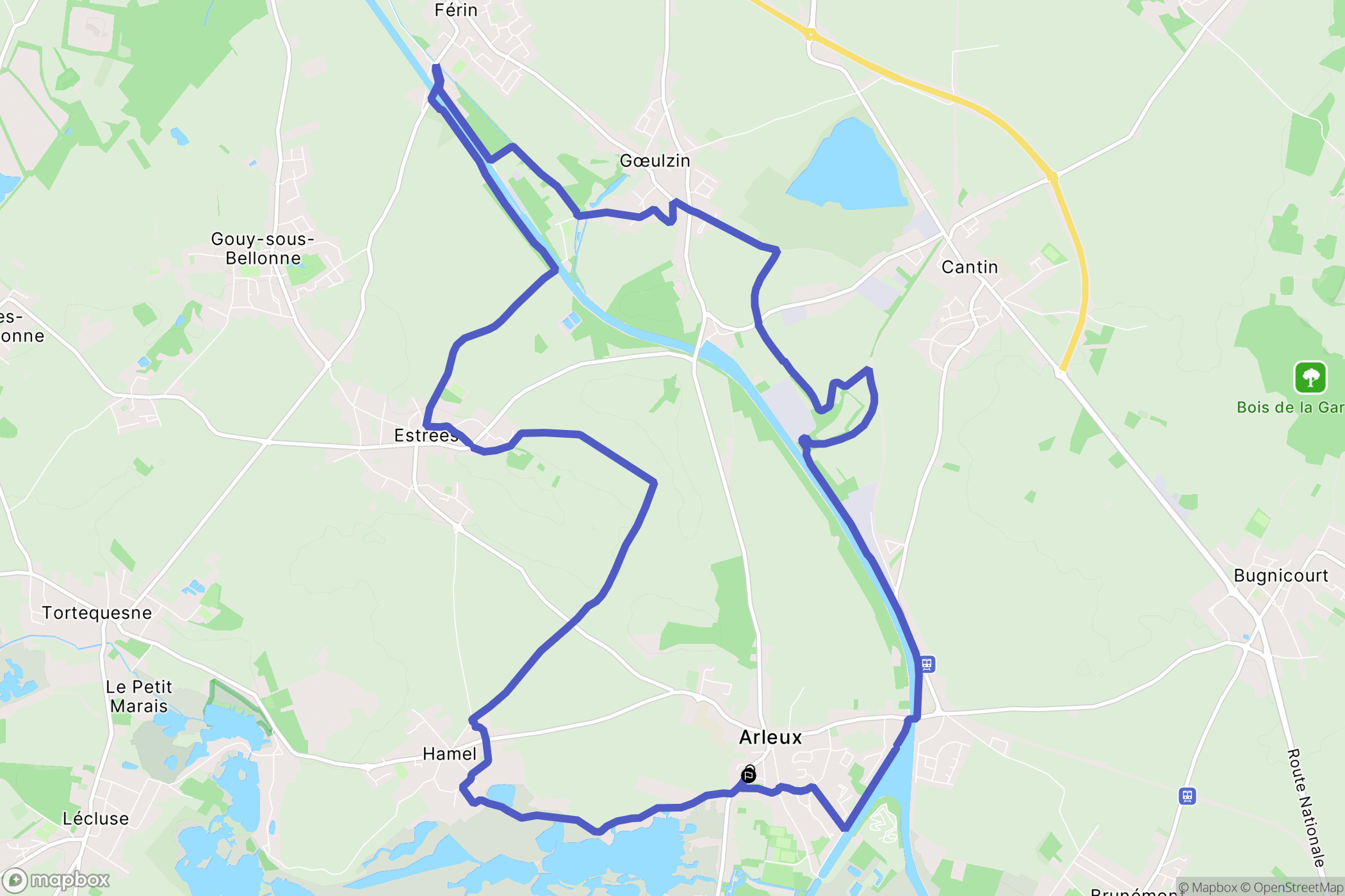 Arleux : carte du parcours de randonnée - France