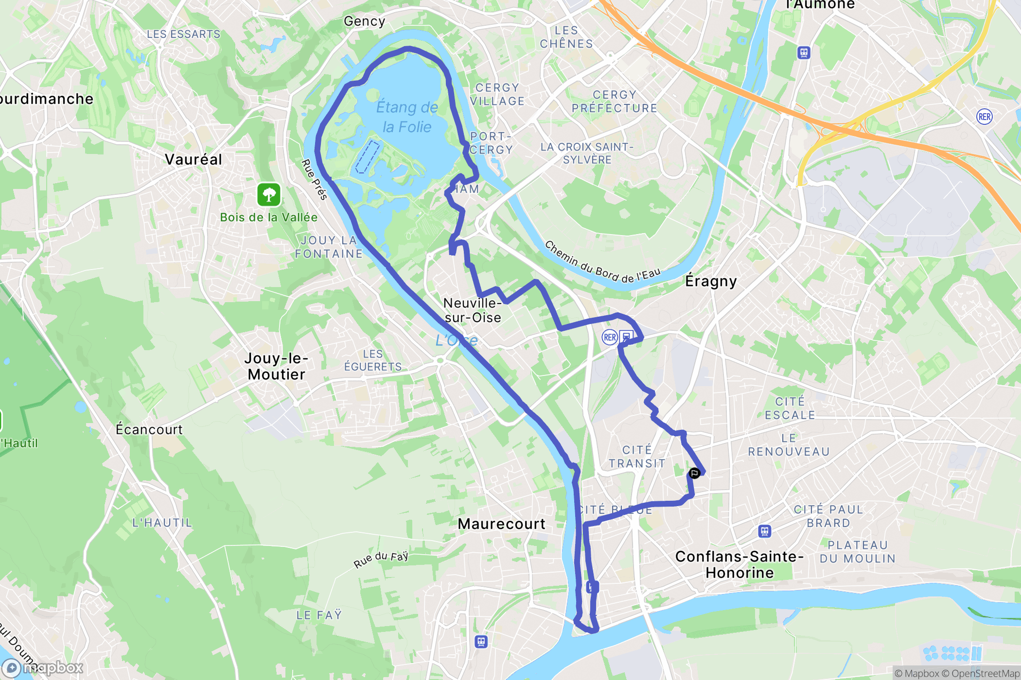 Conflans-Sainte-Honorine : carte du parcours de randonnée - France