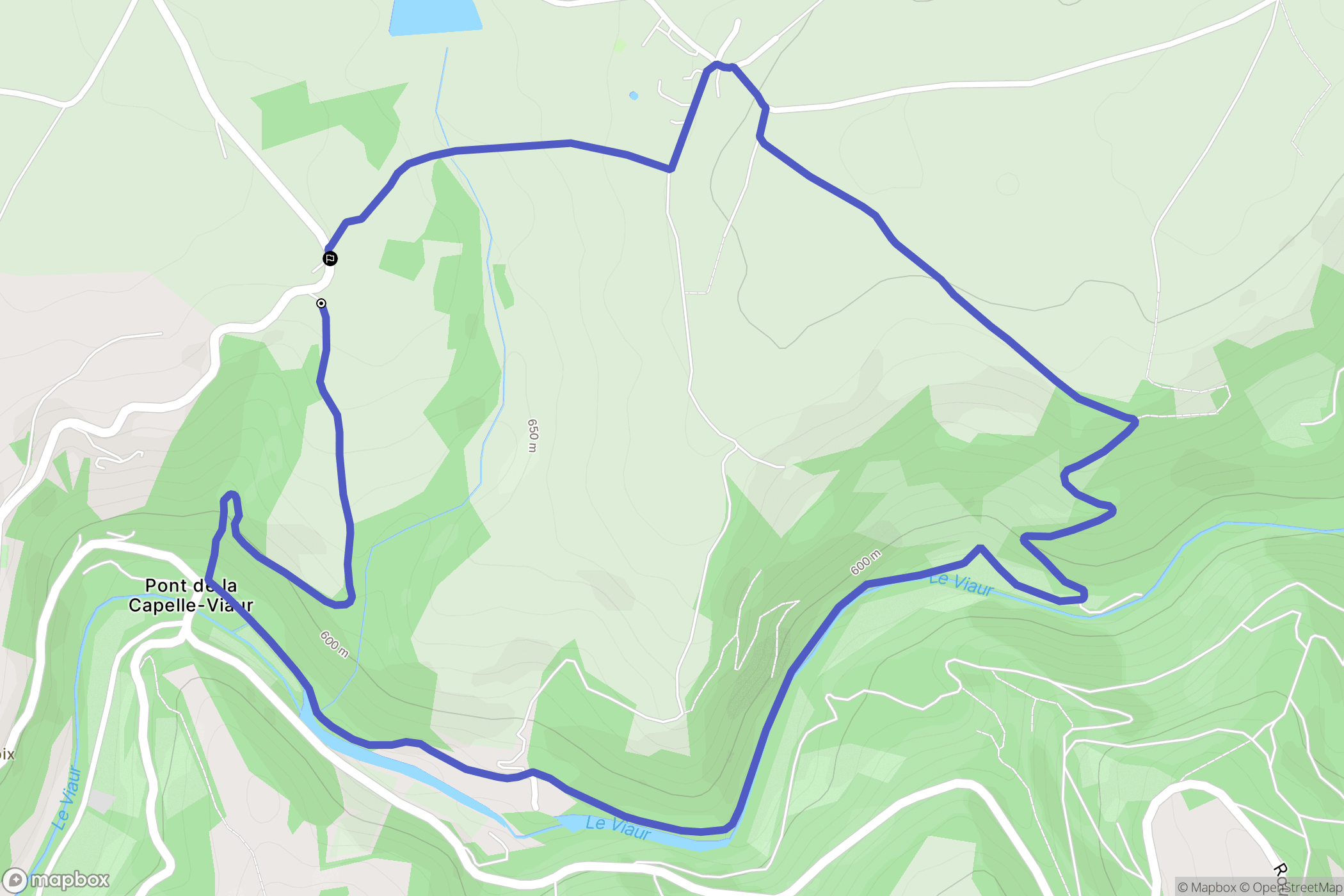 Flavin : carte du parcours de randonnée - France