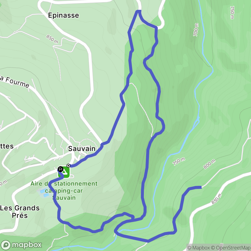 Sauvain : carte du parcours de randonnée - France