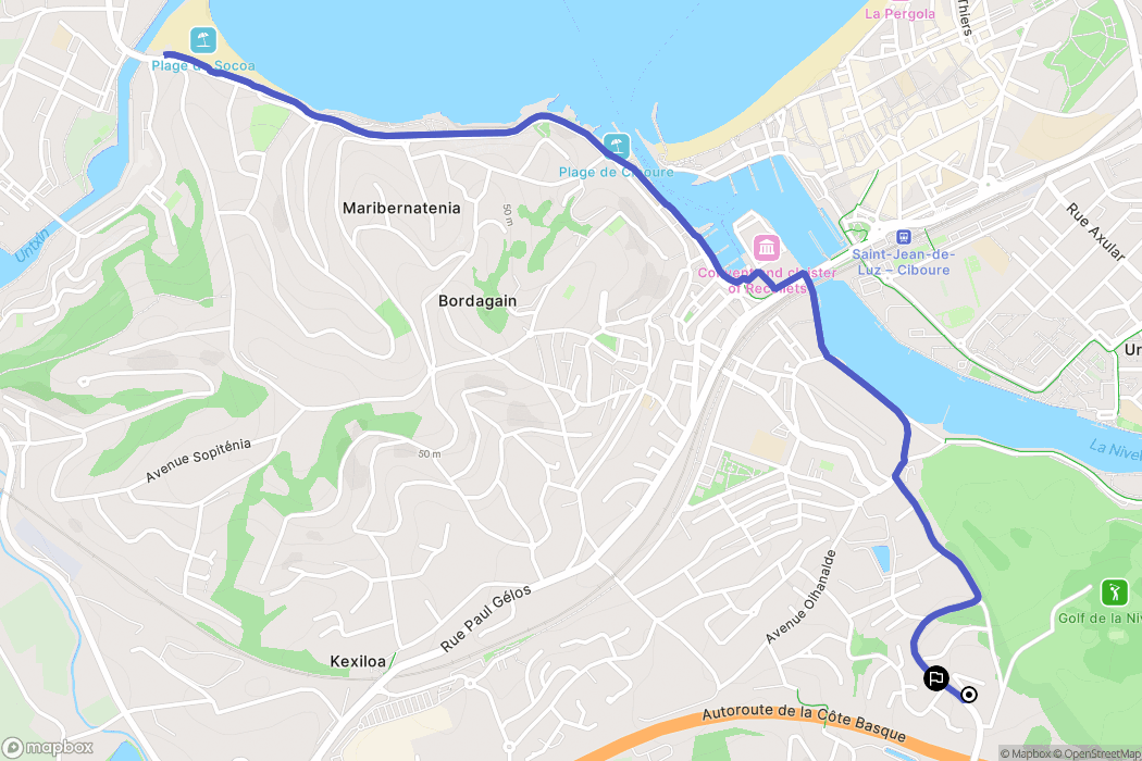 Ciboure : carte du parcours de randonnée - France
