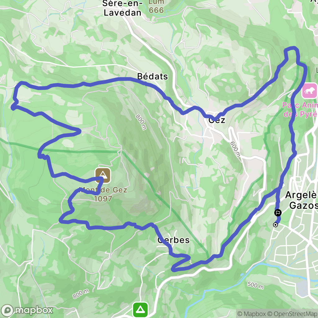 Argelès-Gazost : carte du parcours de randonnée - France