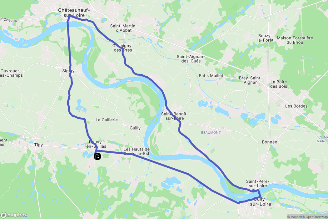 Neuvy-en-Sullias : carte du parcours de randonnée - France