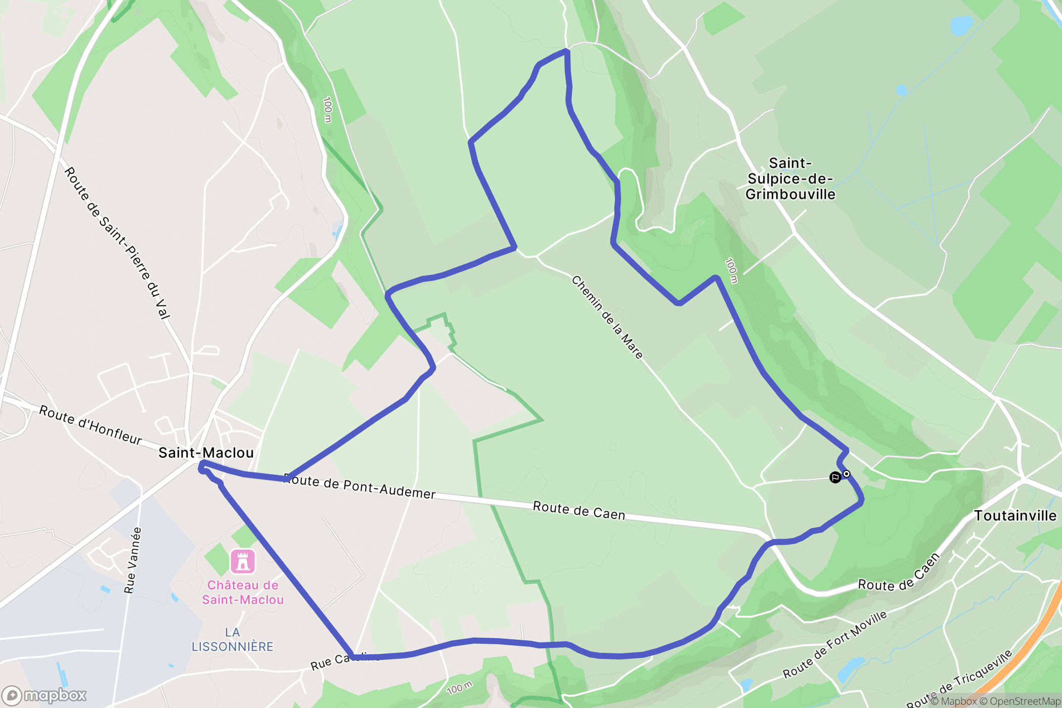 Toutainville : carte du parcours de randonnée - France