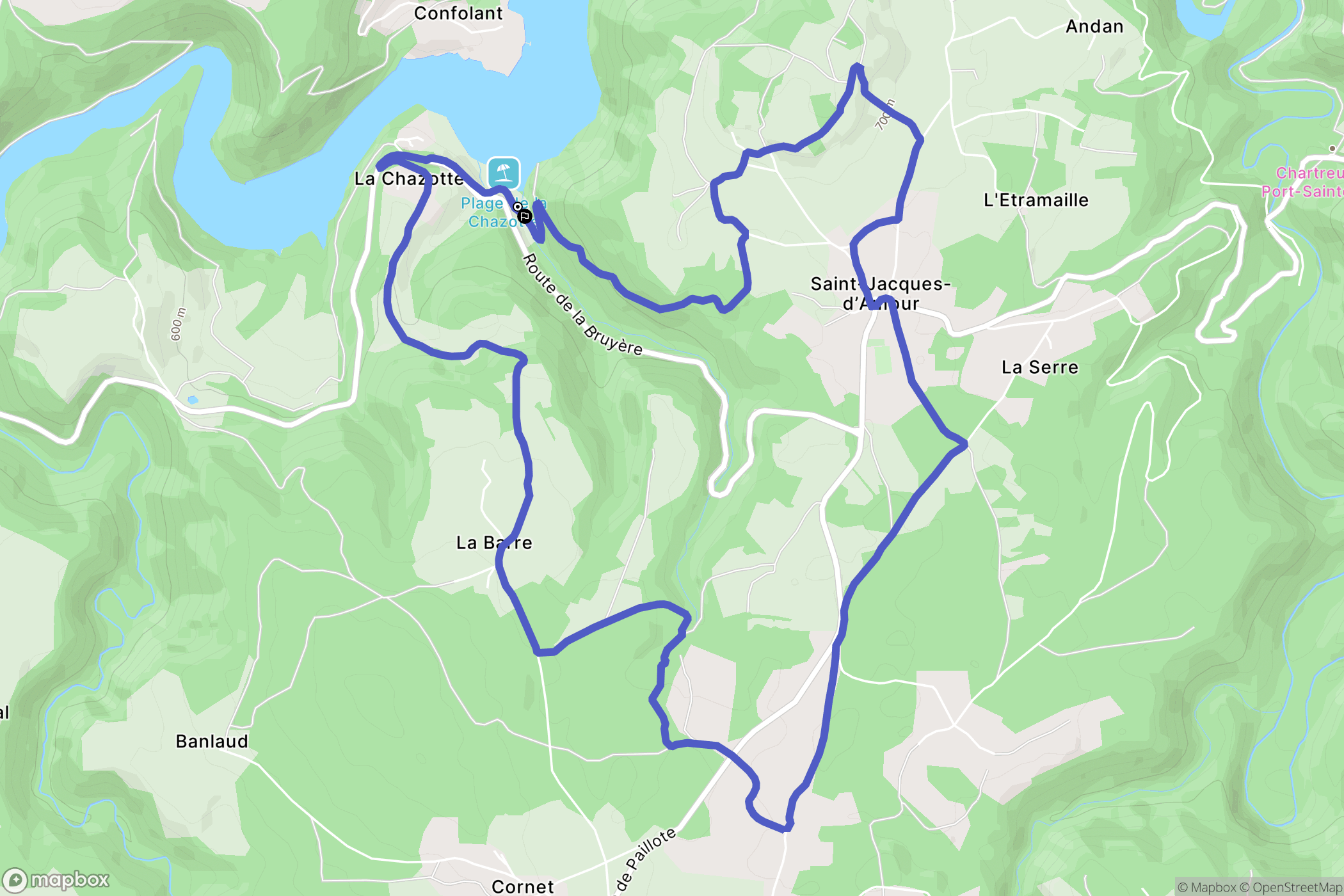 Saint-Jacques-d'Ambur : carte du parcours de randonnée - France