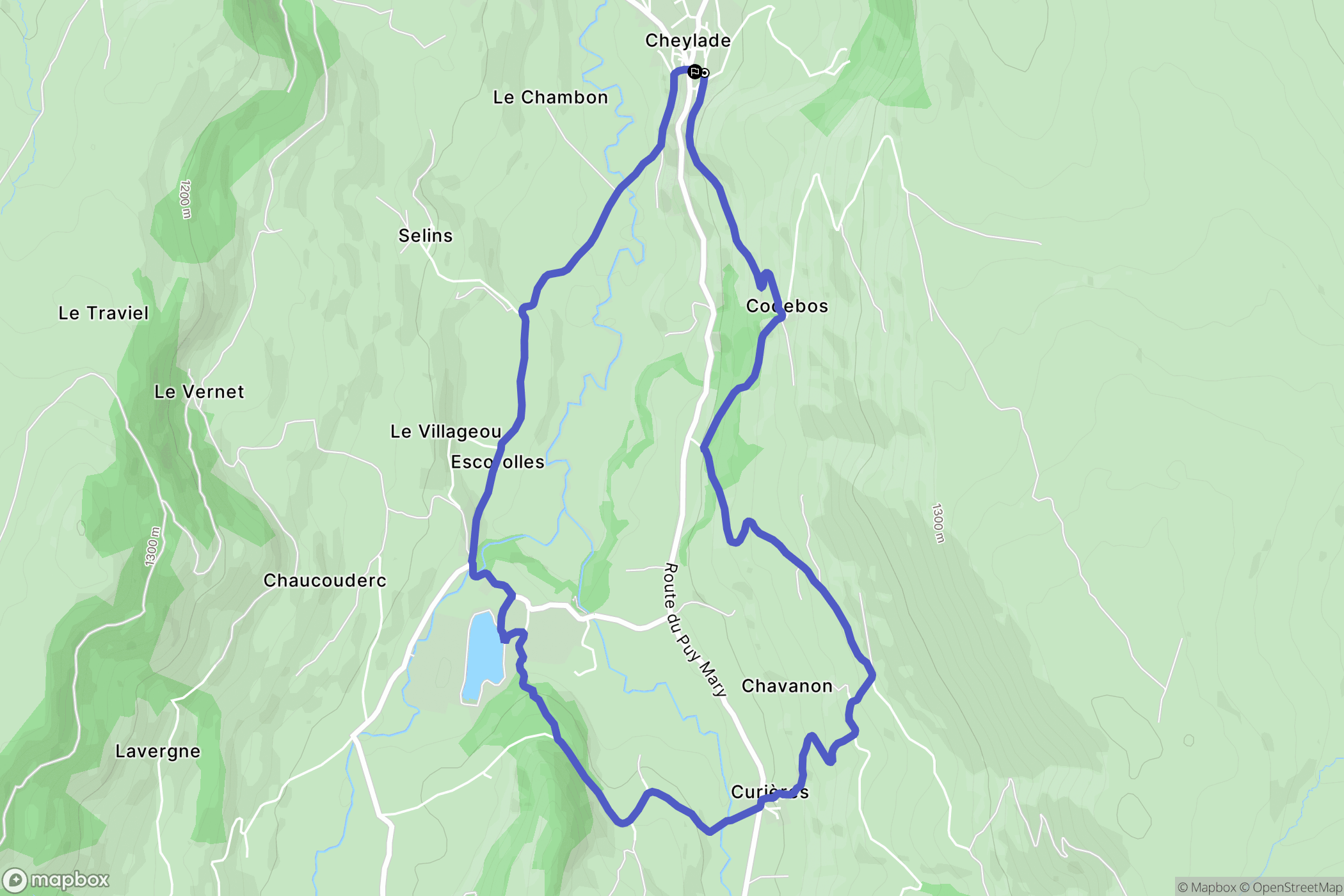 Cheylade : carte du parcours de randonnée - France